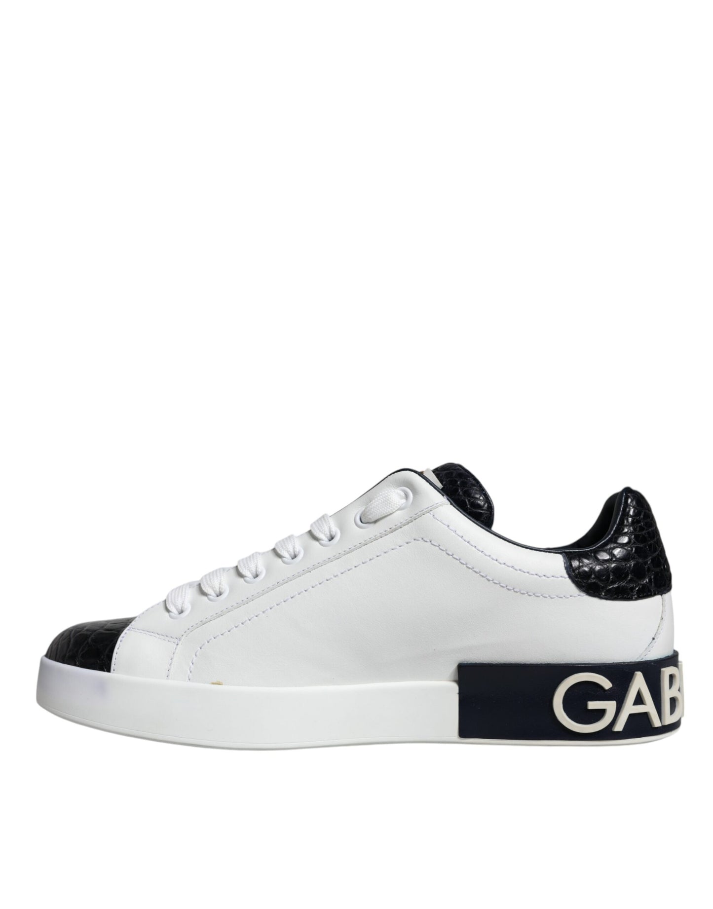 Dolce & Gabbana White Leather Logo Portofino Sneaker Shoes EU40.5 / US7.5