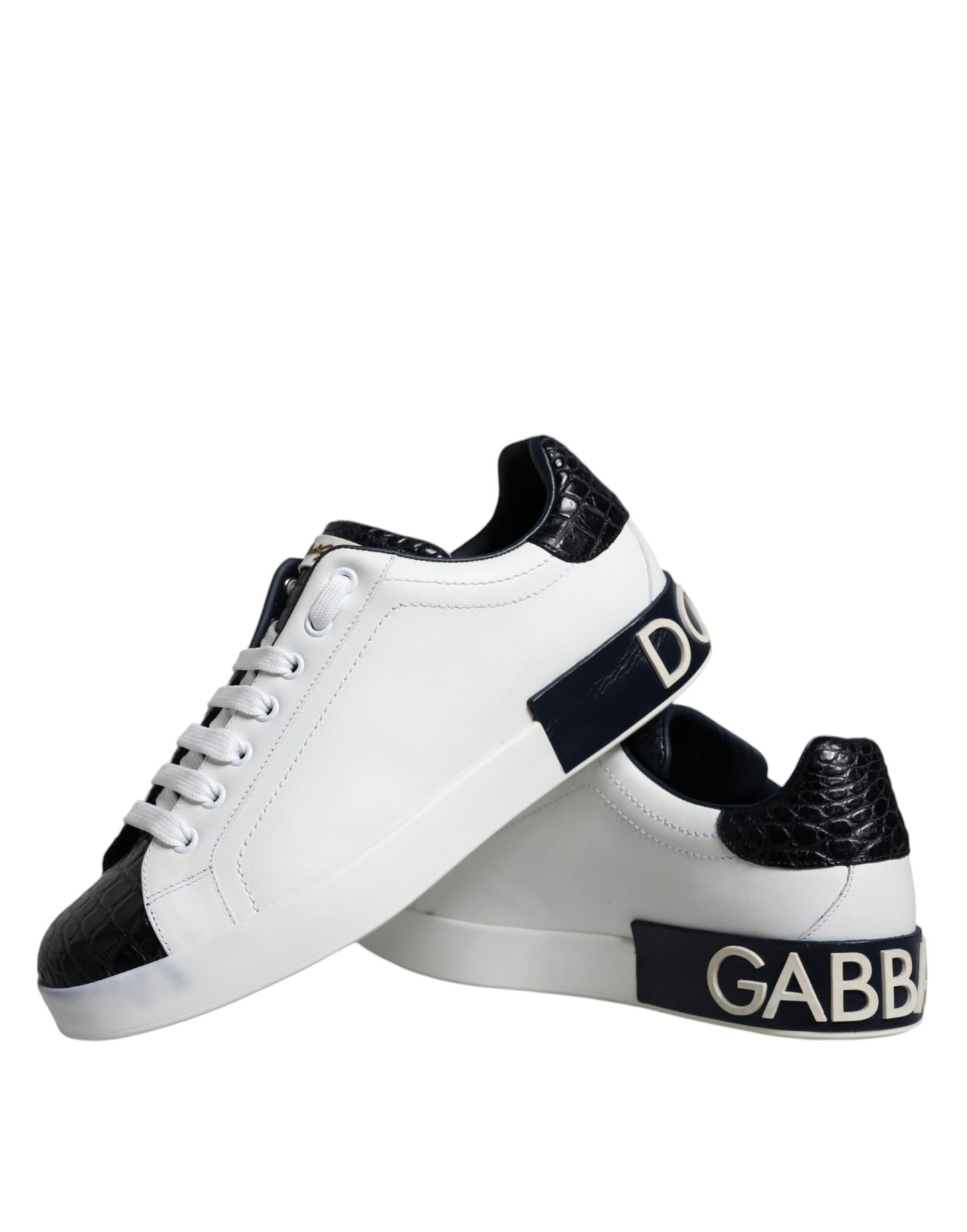 Dolce & Gabbana White Leather Logo Portofino Sneaker Shoes EU40.5 / US7.5