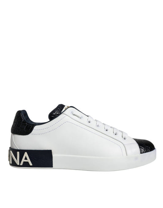 Dolce & Gabbana White Leather Logo Portofino Sneaker Shoes EU40.5 / US7.5