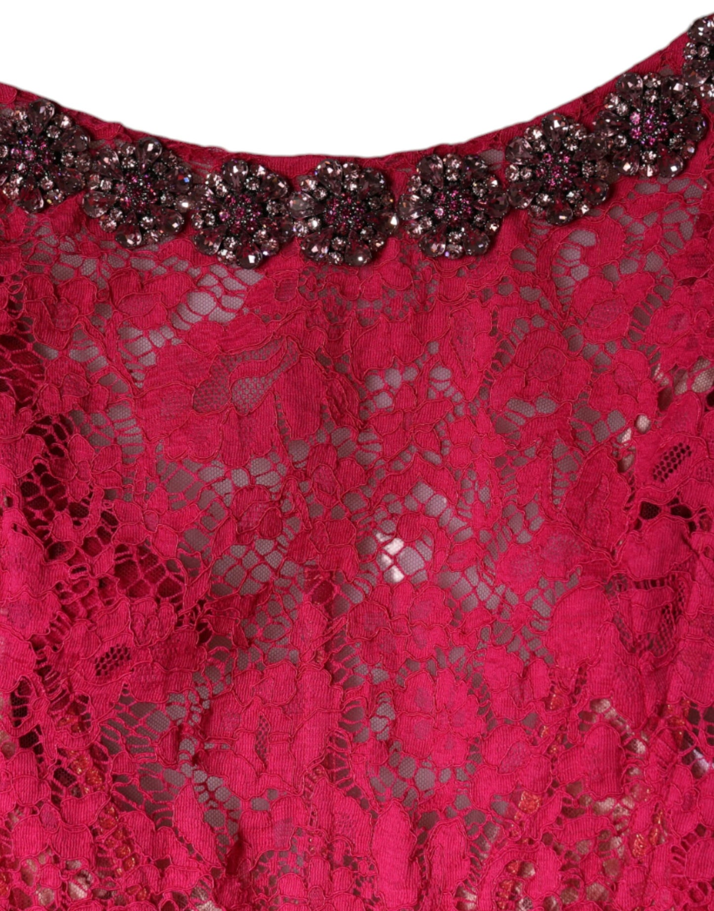 Dolce & Gabbana Pink Lace Crystal Sheath Long Gown Dress IT42 / M