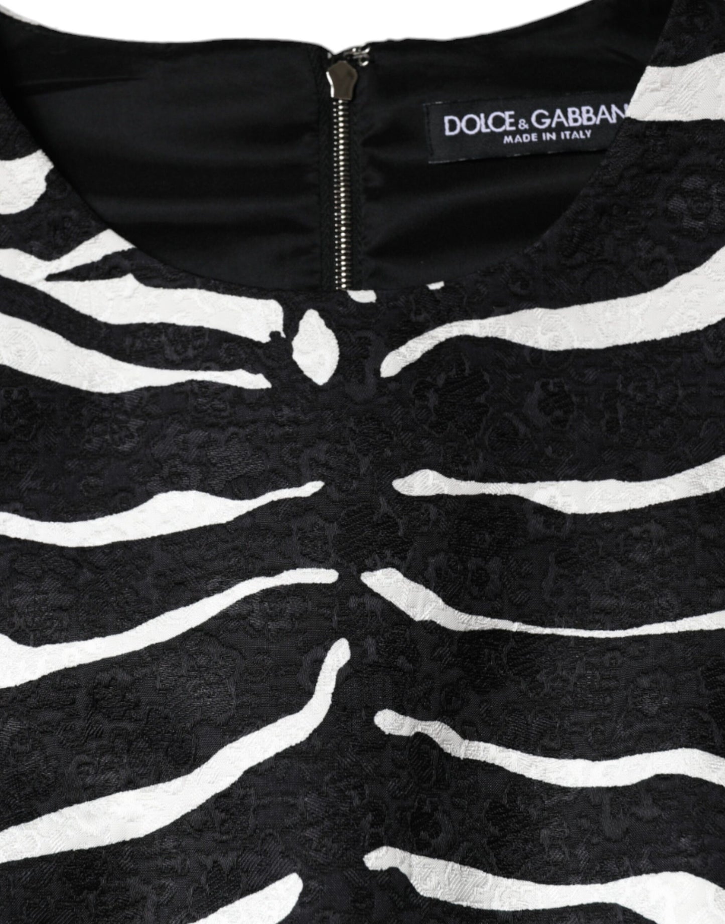 Dolce & Gabbana Black White Zebra A-line Sheath Mini Dress IT42 / M