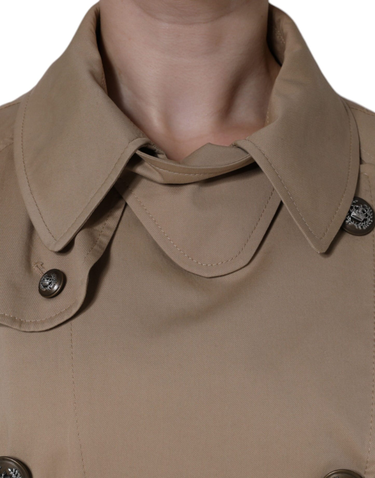 Dolce & Gabbana Khaki Double Breasted Trench Coat Jacket IT40 | S