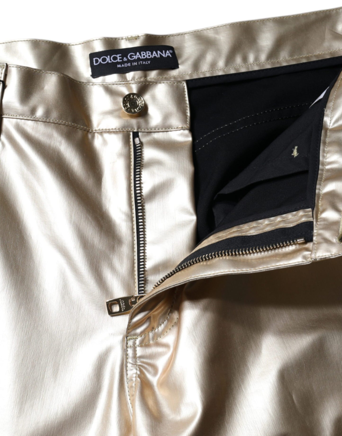 Dolce & Gabbana Metallic Gold Polyester Tapered Pants IT40 | S