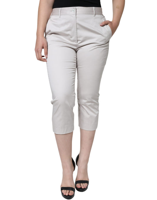 Dolce & Gabbana White Cotton Mid Waist Cropped Skinny Pants IT44 / L