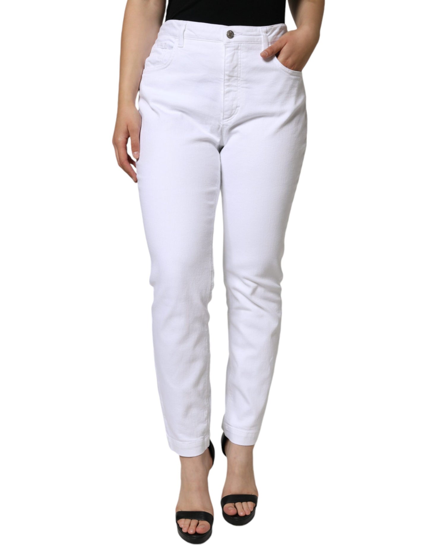 Dolce & Gabbana White Cotton Stretch AUDREY Skinny Jeans IT48 / XXL