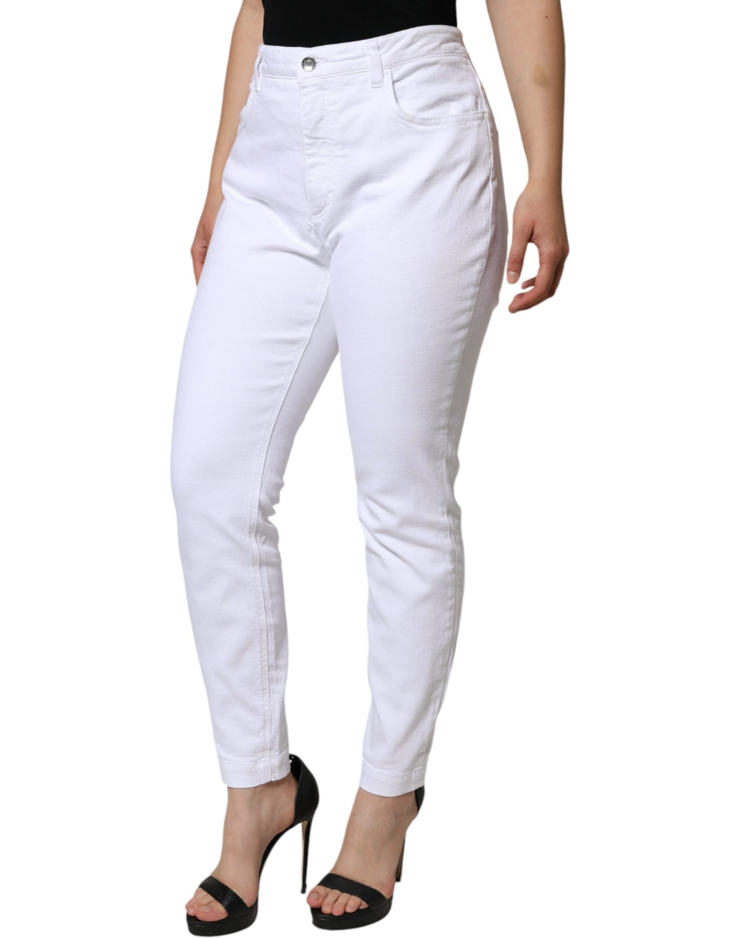 Dolce & Gabbana White Cotton Stretch AUDREY Skinny Jeans IT48 / XXL