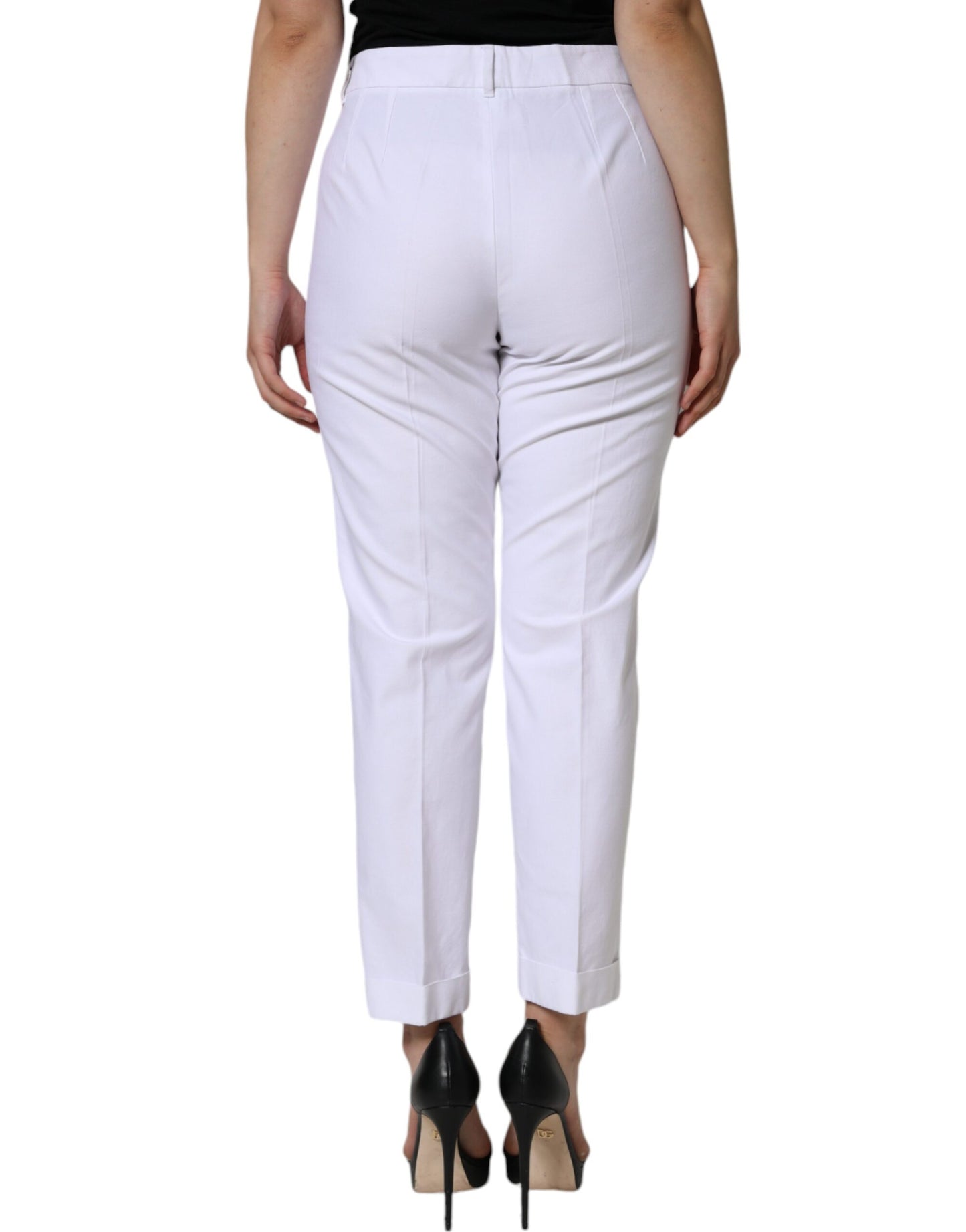 Dolce & Gabbana White Cotton Stretch Tapered Pants IT46 / XL