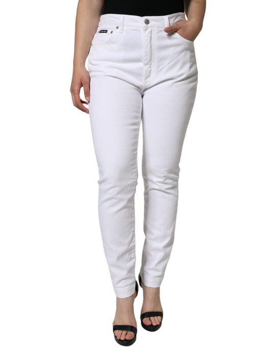 Dolce & Gabbana White Cotton Stretch AUDREY Skinny Jeans IT46 / XL