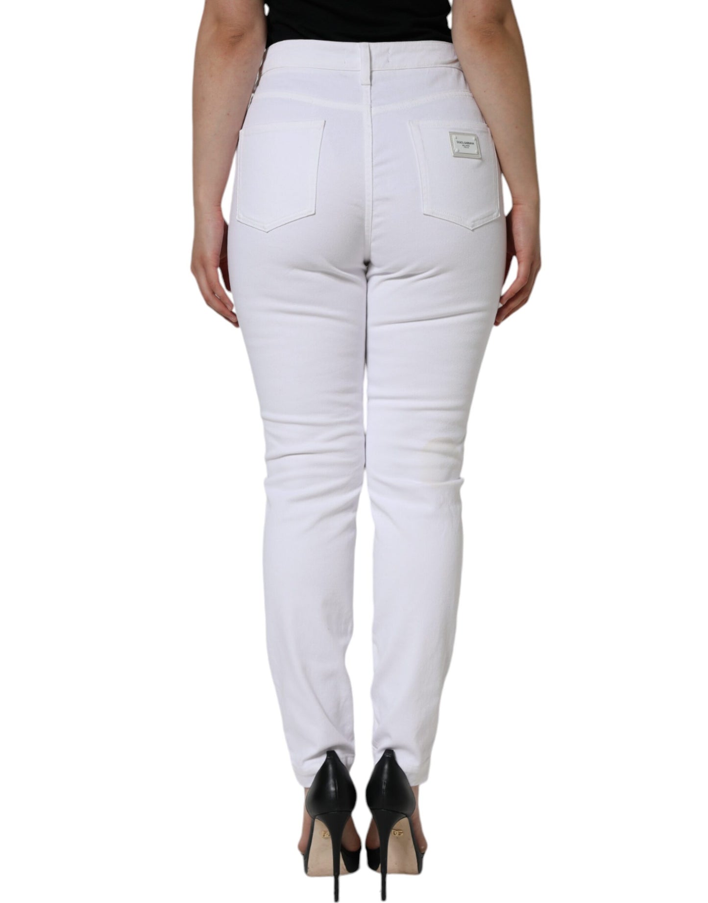 Dolce & Gabbana White Cotton Stretch AUDREY Skinny Jeans IT46 / XL