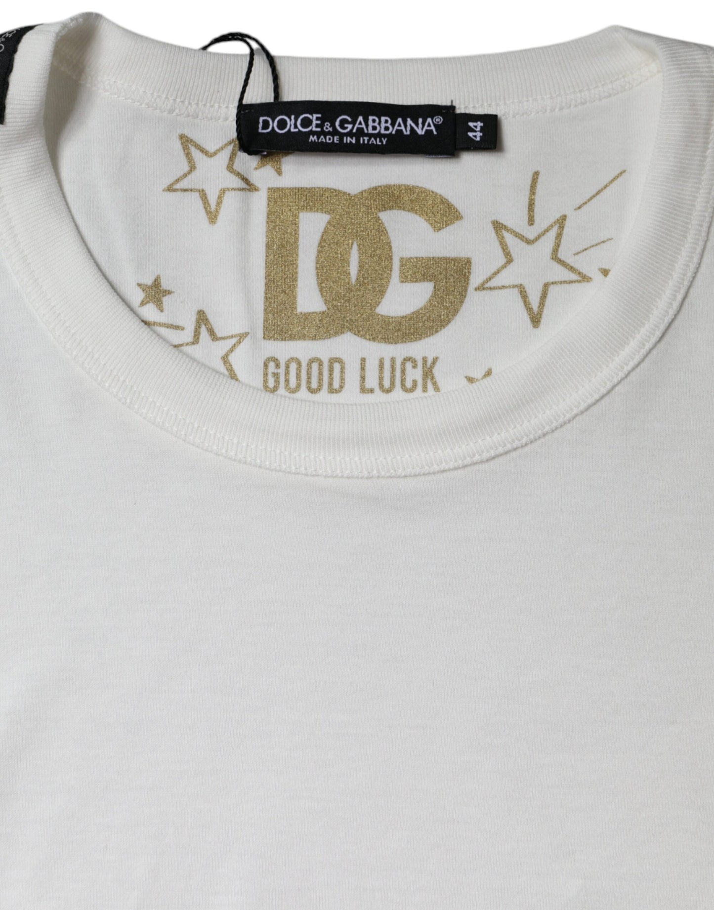 Dolce & Gabbana White Cotton Crew Neck Short Sleeve T-shirt IT44 / L