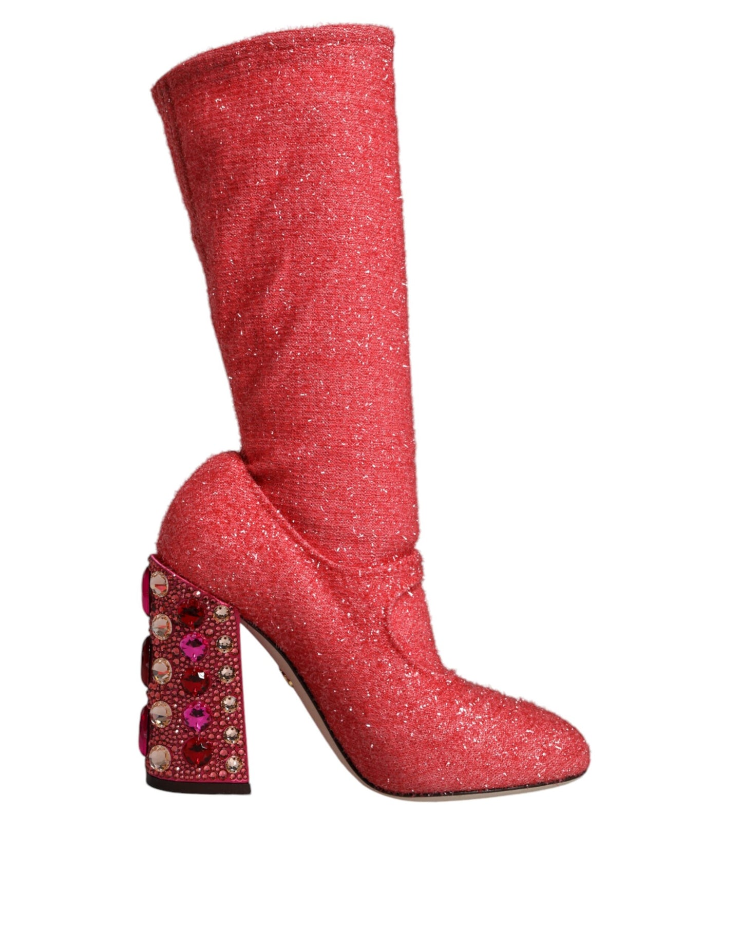 Dolce & Gabbana Pink Crystal Lurex Fantasy High Boots Shoes