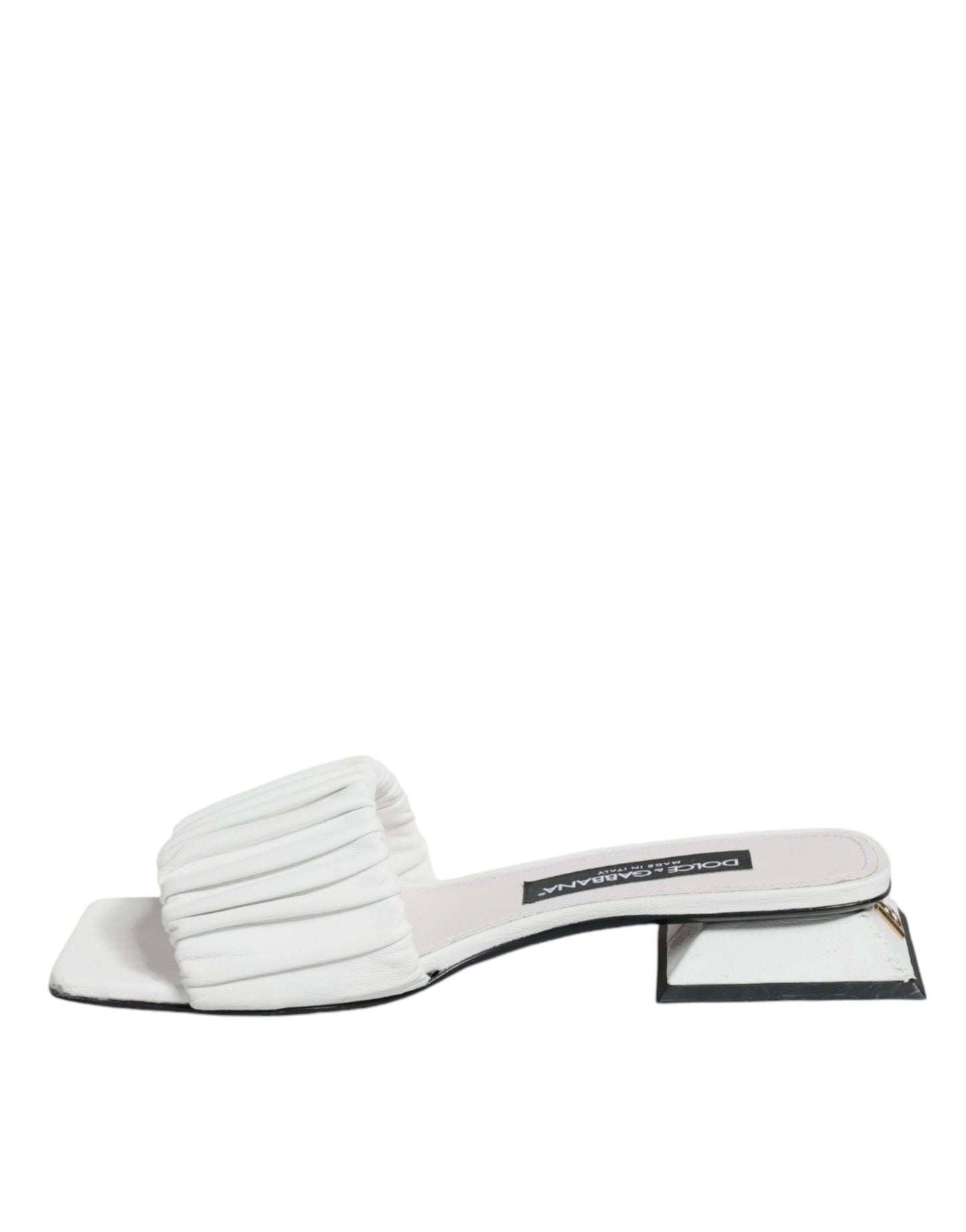 Dolce & Gabbana White Leather Slides Flats Sandals Shoes EU37 / US7