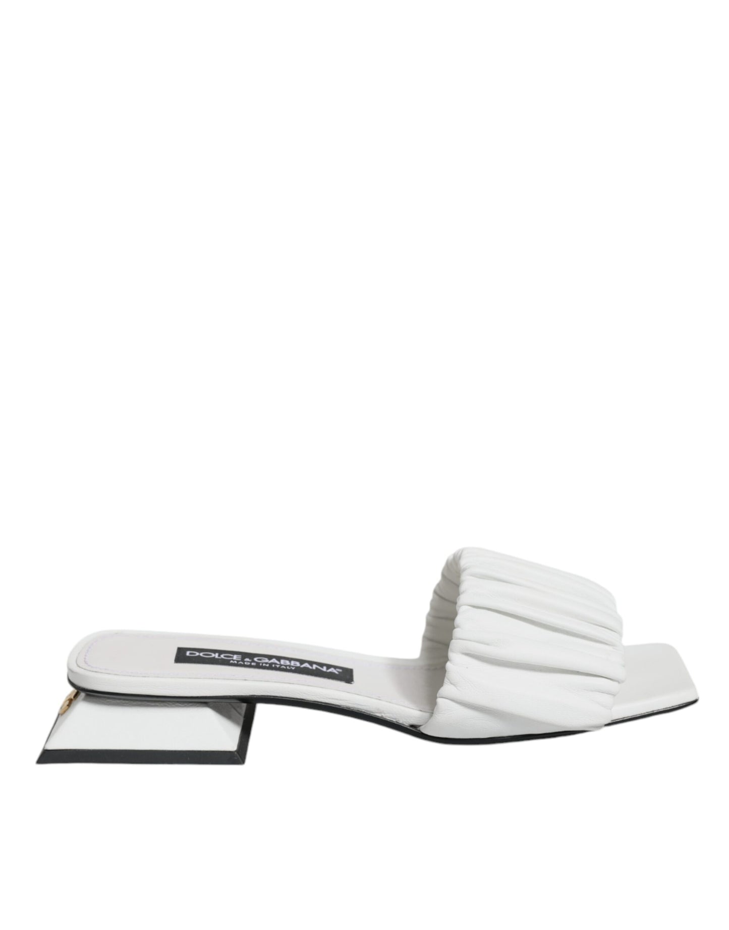 Dolce & Gabbana White Leather Slides Flats Sandals Shoes EU37 / US7