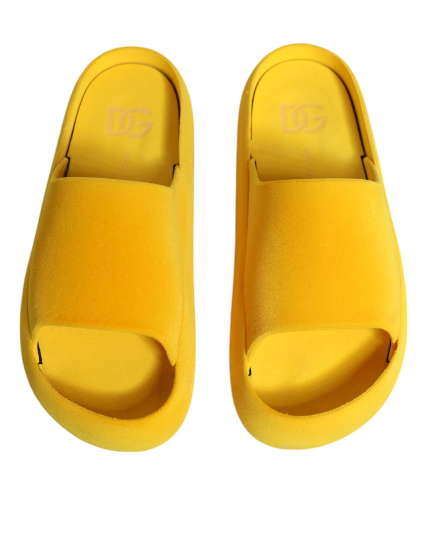 Dolce & Gabbana Yellow Rubber Slides Sandals Beachwear Shoes EU39 / US9