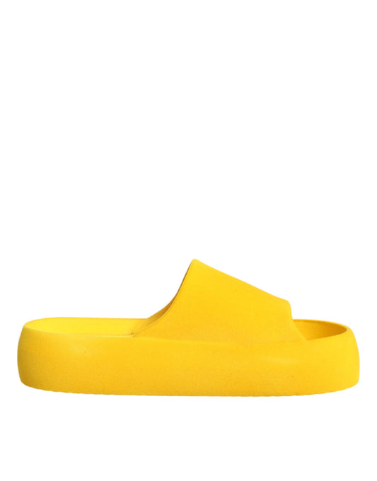 Dolce & Gabbana Yellow Rubber Slides Sandals Beachwear Shoes EU39 / US9