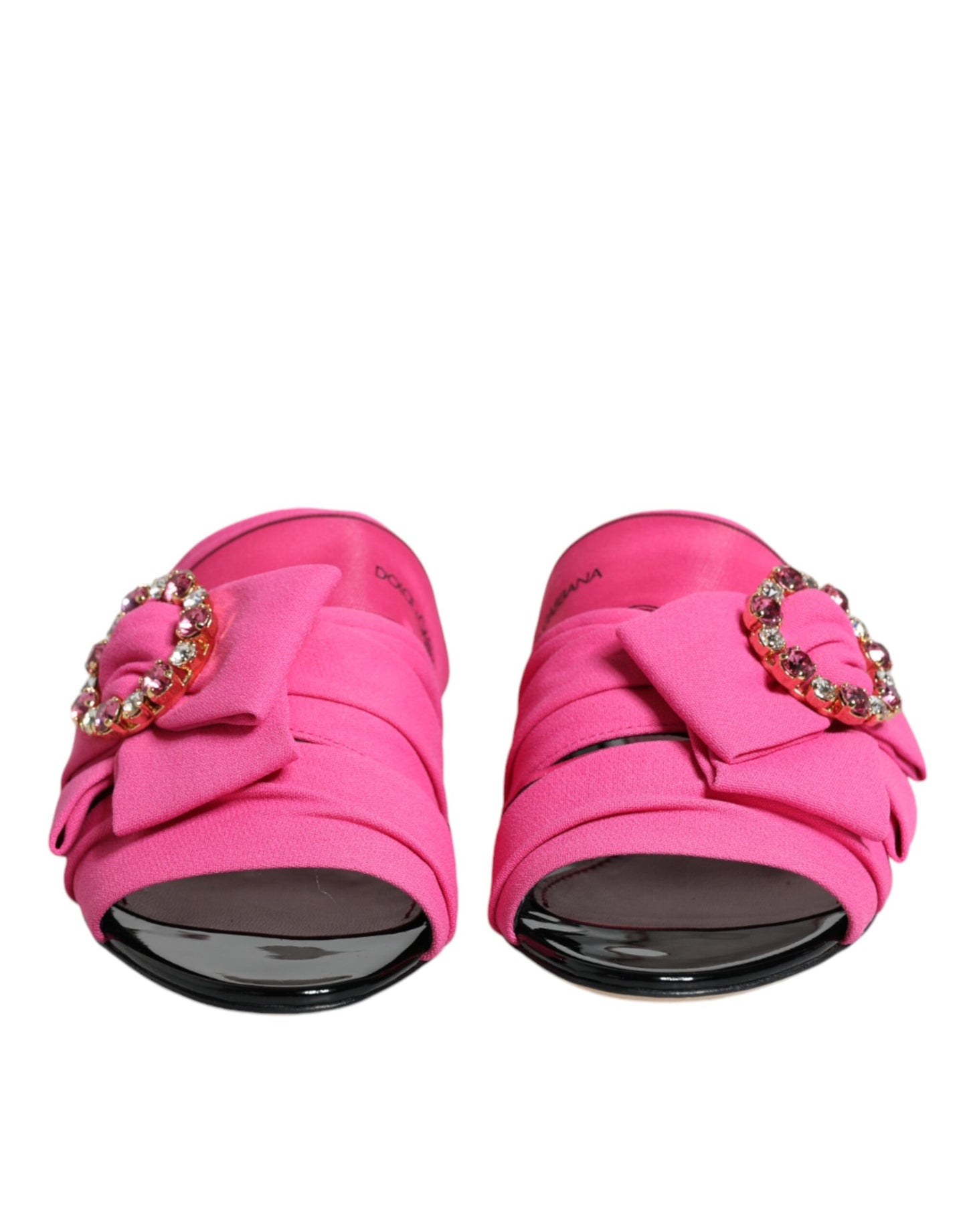 Dolce & Gabbana Pink Black Crystal Slides Sandals Shoes EU36.5 / US6.5