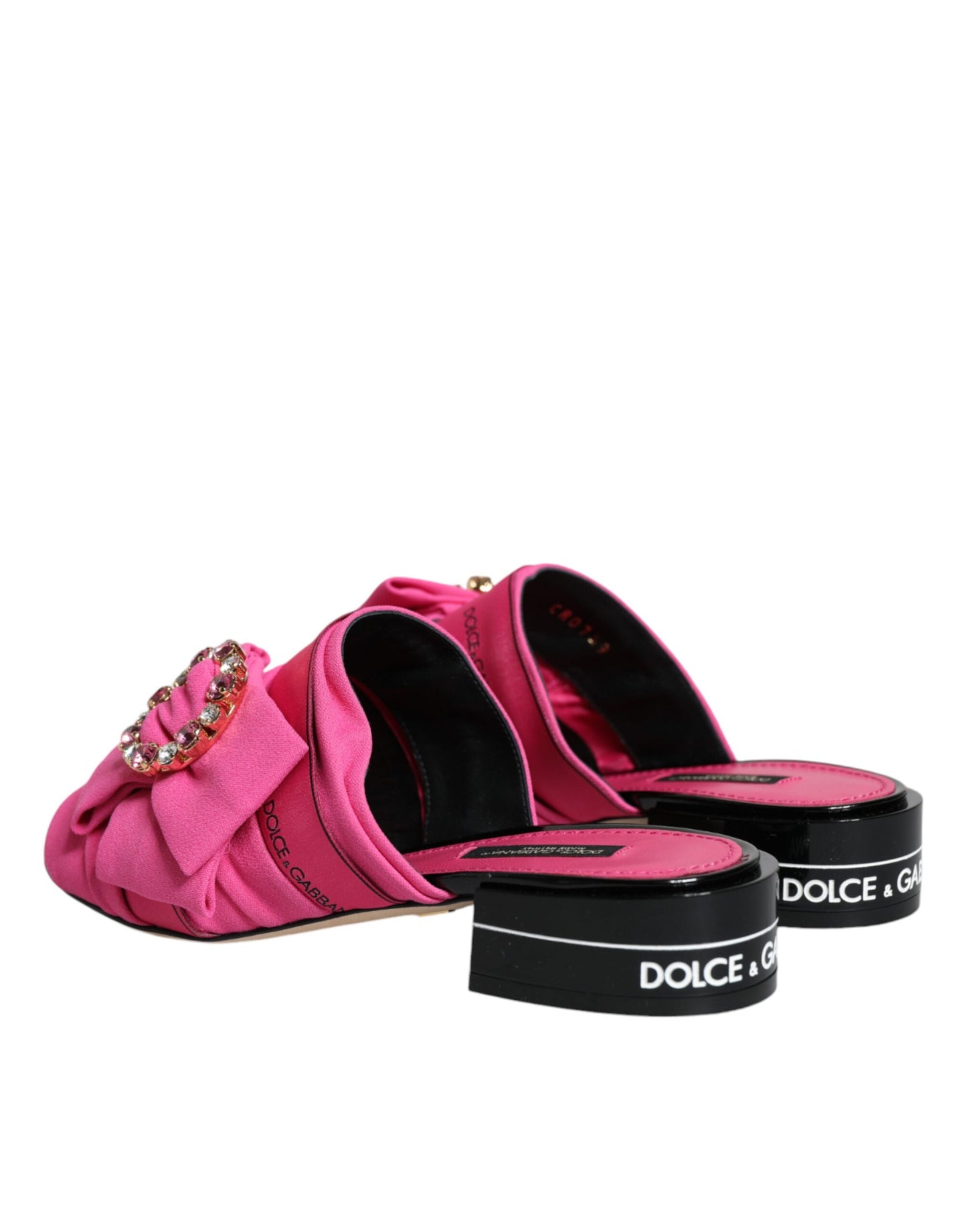 Dolce & Gabbana Pink Black Crystal Slides Sandals Shoes EU36.5 / US6.5