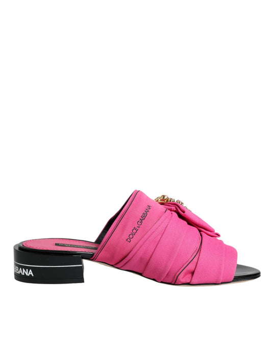 Dolce & Gabbana Pink Black Crystal Slides Sandals Shoes EU36.5 / US6.5