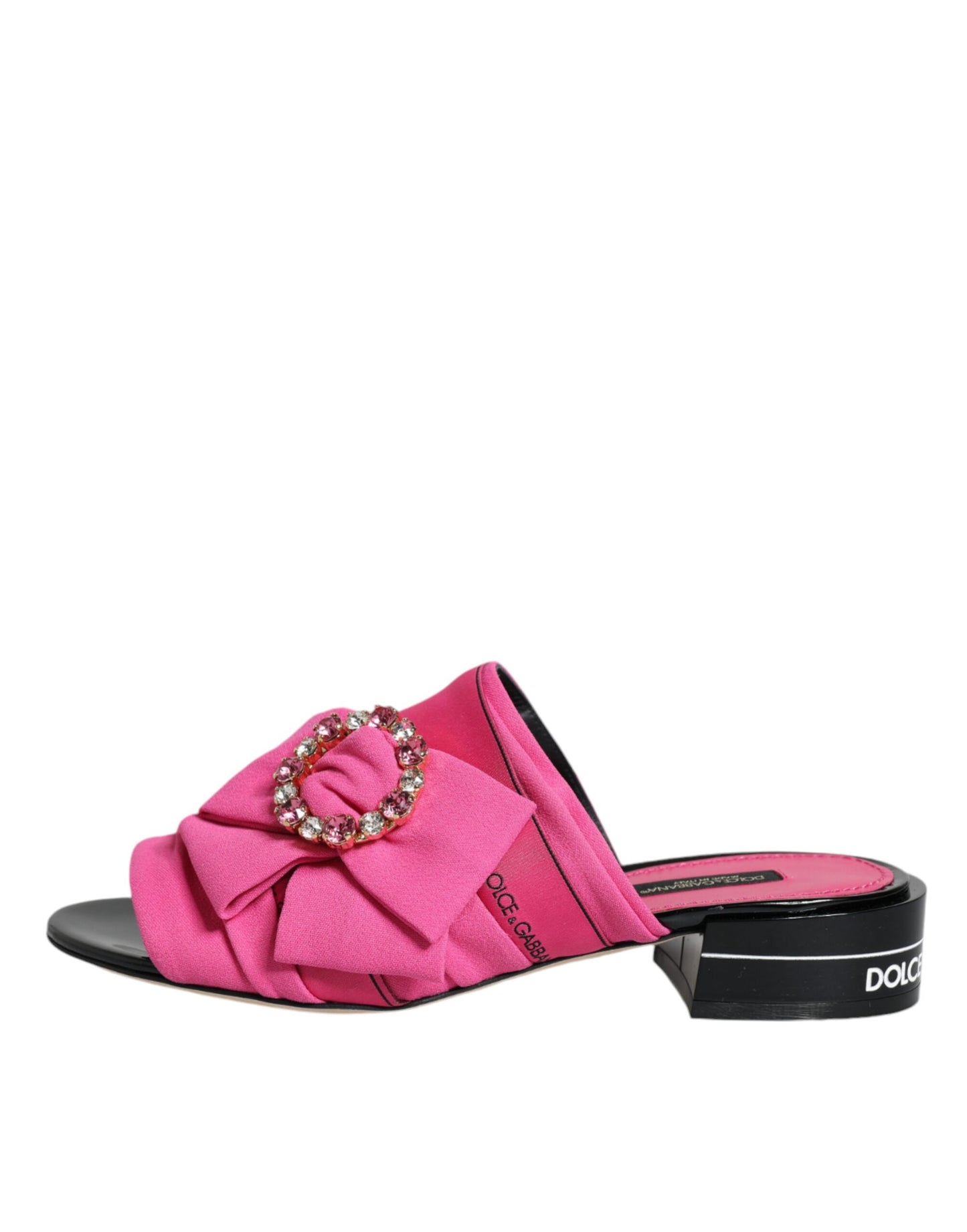 Dolce & Gabbana Pink Black Crystal Slides Sandals Shoes EU36.5 / US6.5