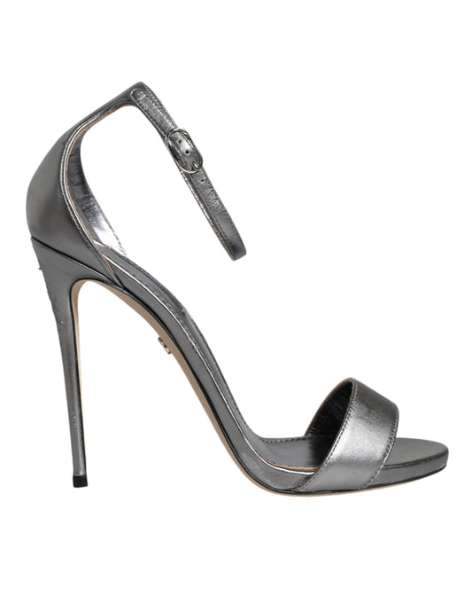 Dolce & Gabbana Silver KEIRA Heels Ankle Strap Sandals Shoes EU38 / US8