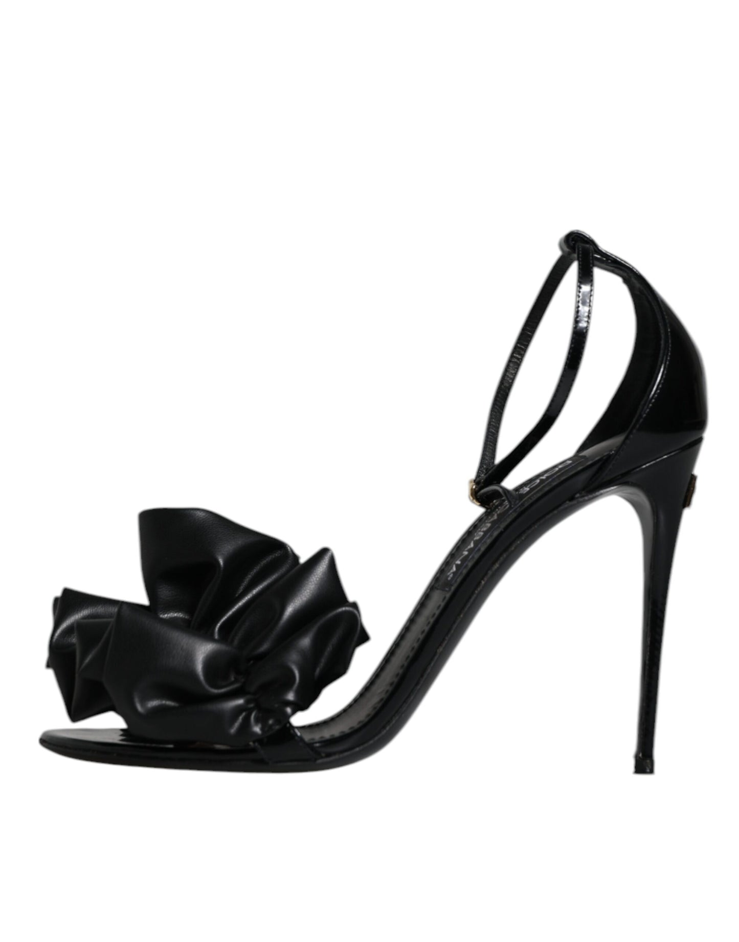 Dolce & Gabbana Black Leather Ankle Strap Heel Sandals Shoes EU40 / US10