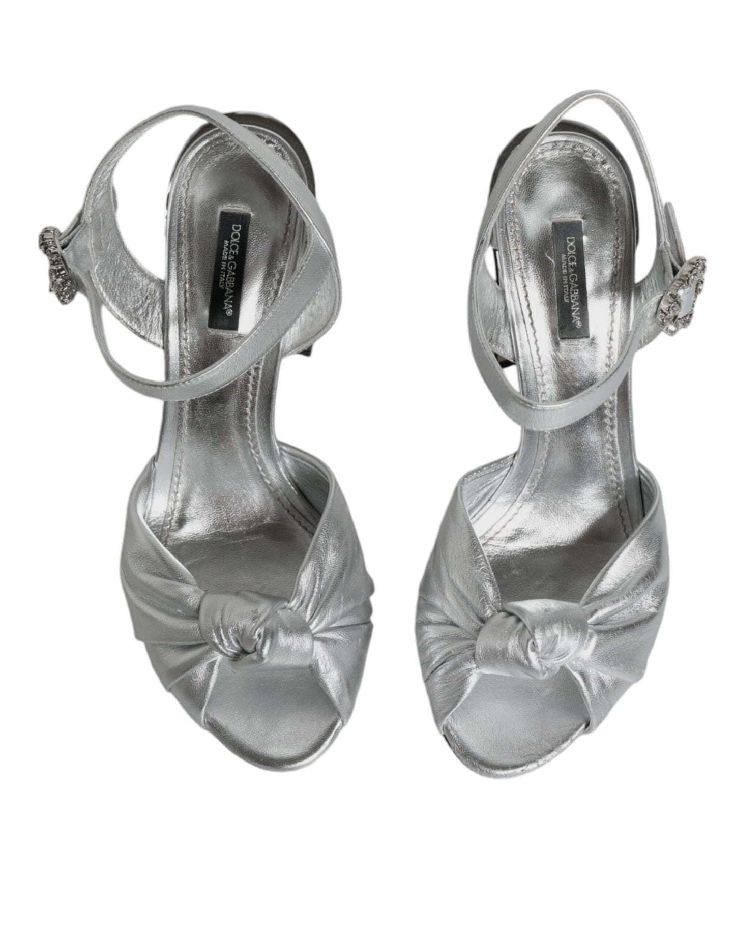 Dolce & Gabbana Silver Mirror Heels KEIRA Sandals Shoes EU38.5 / US8.5