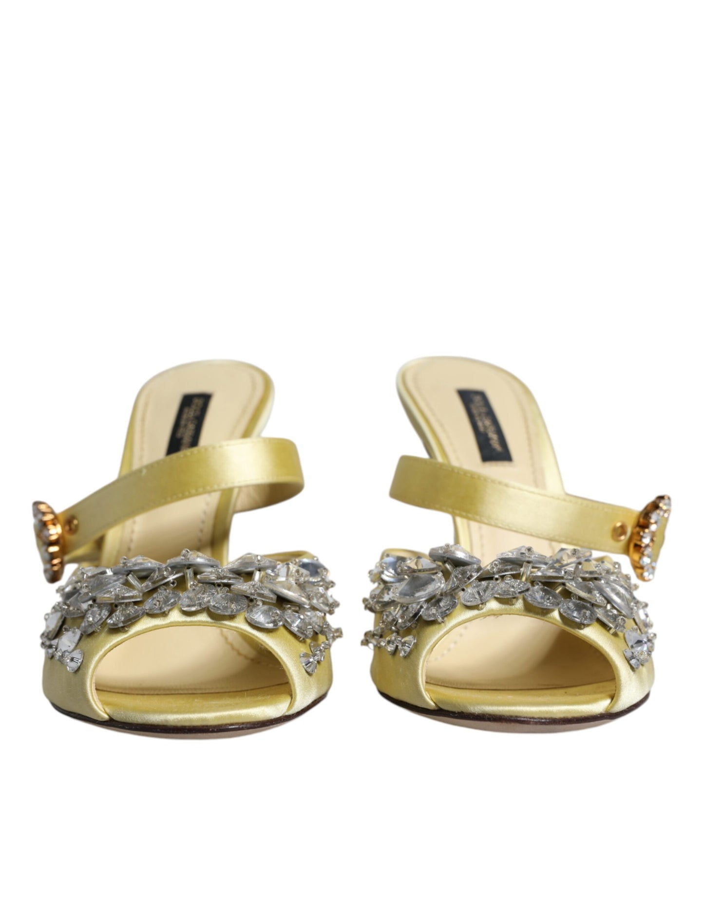 Dolce & Gabbana Yellow Crystal Slides Heels Sandals Shoes EU36 / US6