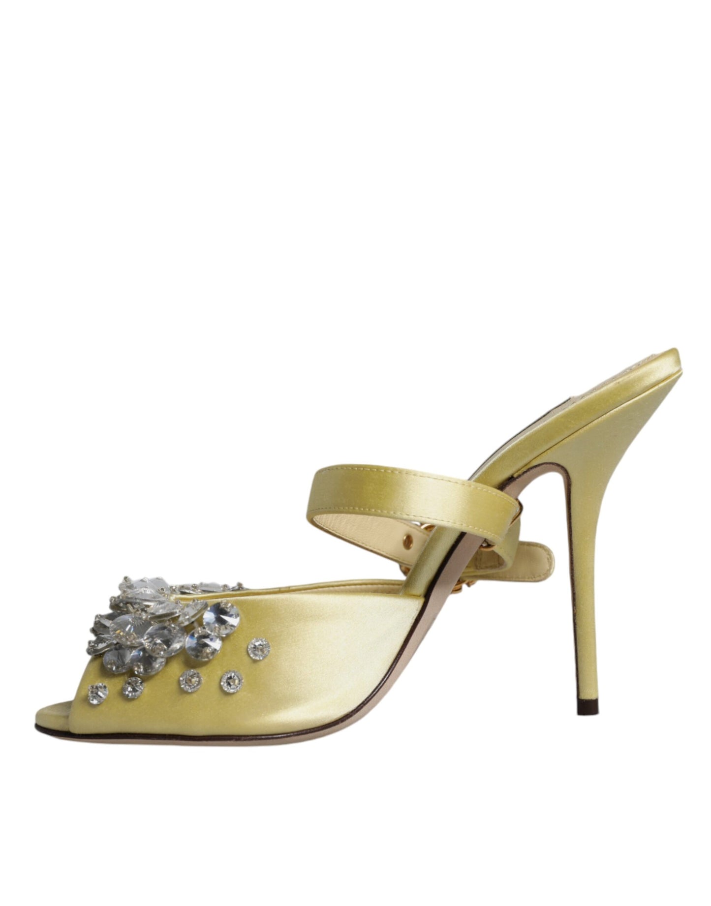 Dolce & Gabbana Yellow Crystal Slides Heels Sandals Shoes EU36 / US6