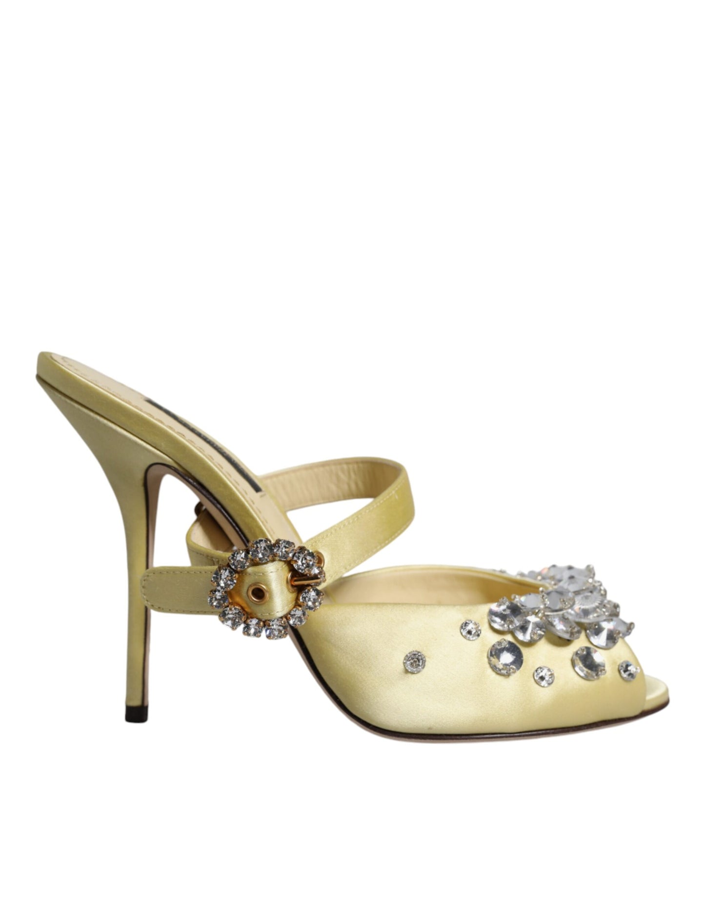 Dolce & Gabbana Yellow Crystal Slides Heels Sandals Shoes EU36 / US6