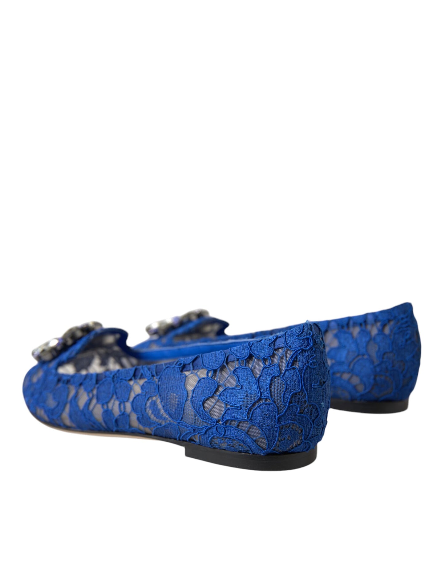 Dolce & Gabbana Blue Lace Crystal Ballet Flats Loafers Shoes EU36.5 / US6.5