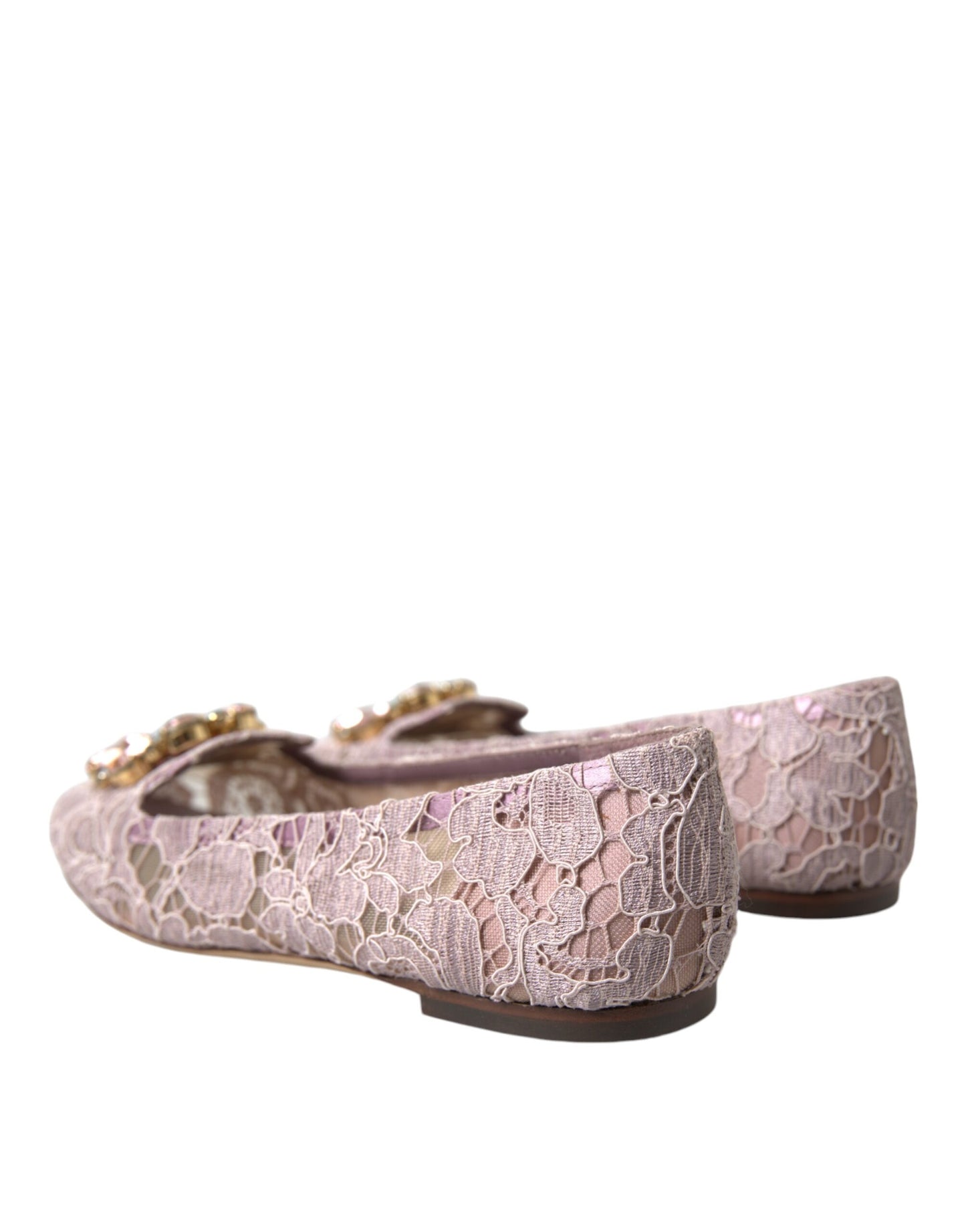 Dolce & Gabbana Pink Lace Crystal Ballet Flats Loafers Shoes EU35.5 / US5.5