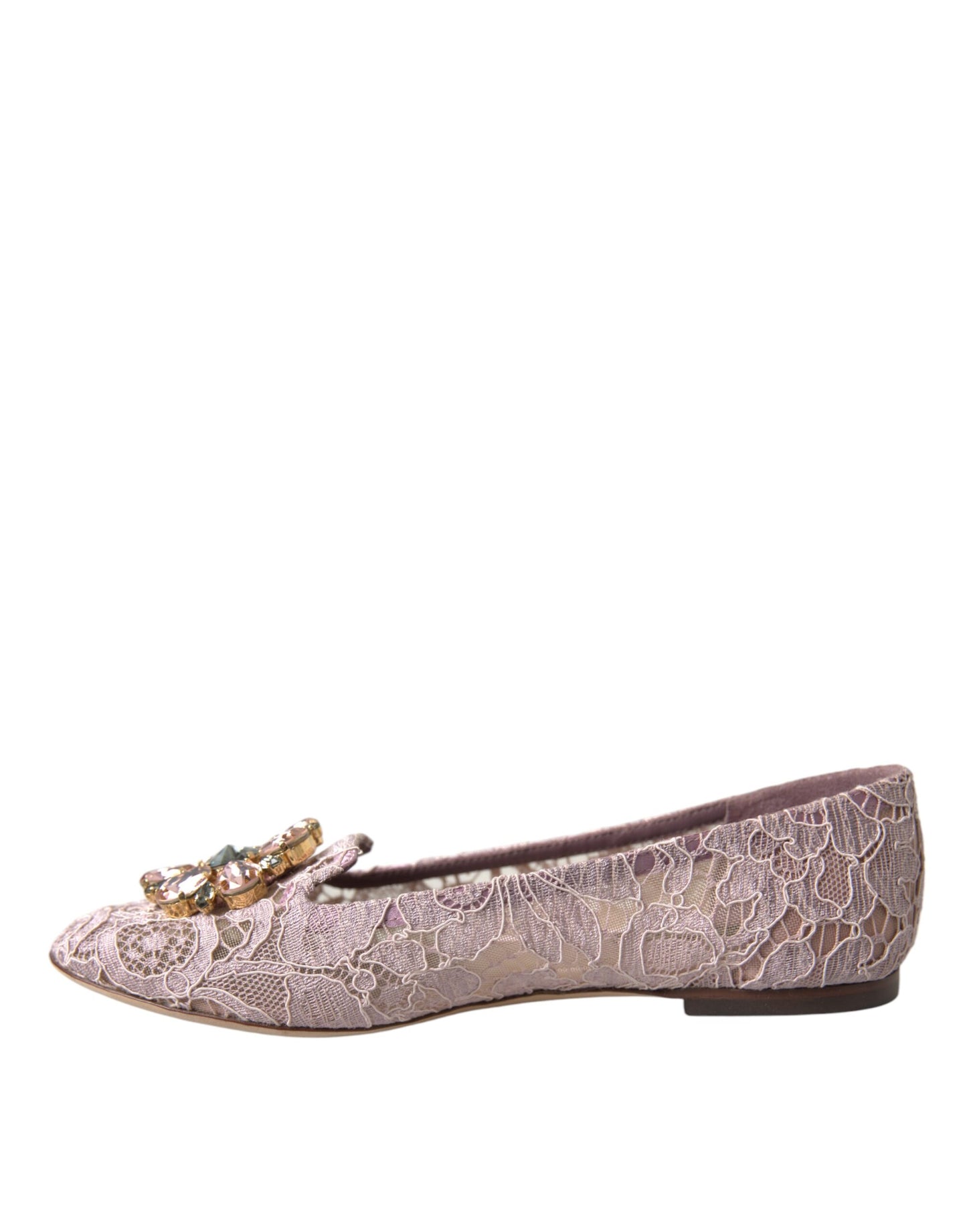 Dolce & Gabbana Pink Lace Crystal Ballet Flats Loafers Shoes EU35.5 / US5.5