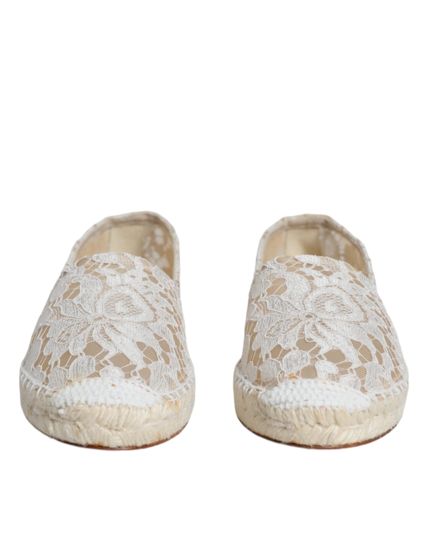 Dolce & Gabbana White Lace Viscose Espadrilles Flats Shoes EU37 / US7