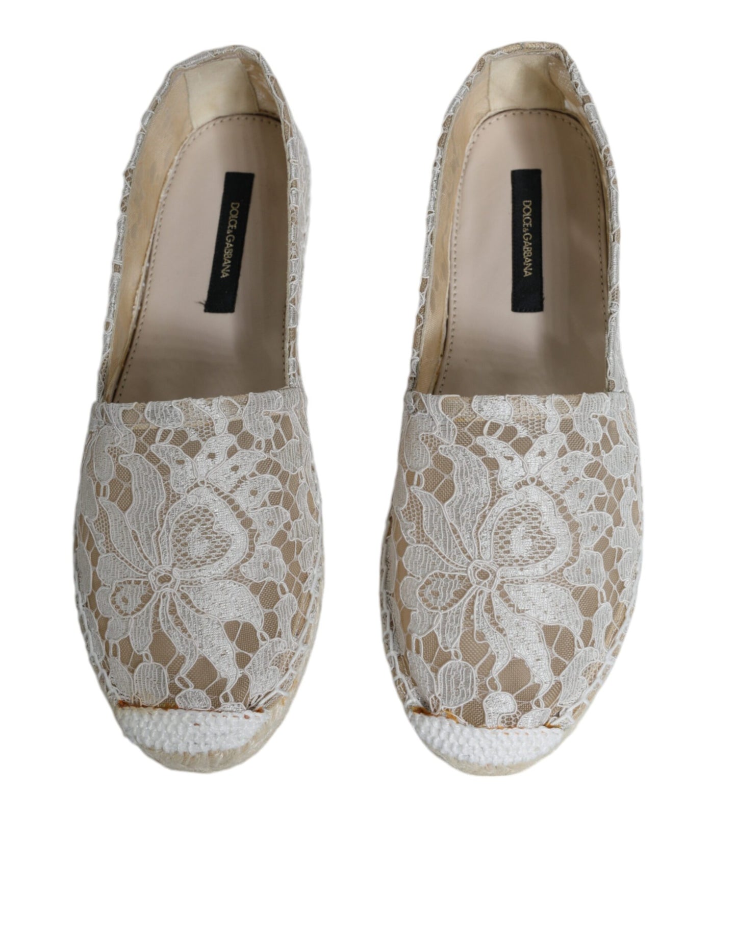 Dolce & Gabbana White Lace Viscose Espadrilles Flats Shoes EU37 / US7