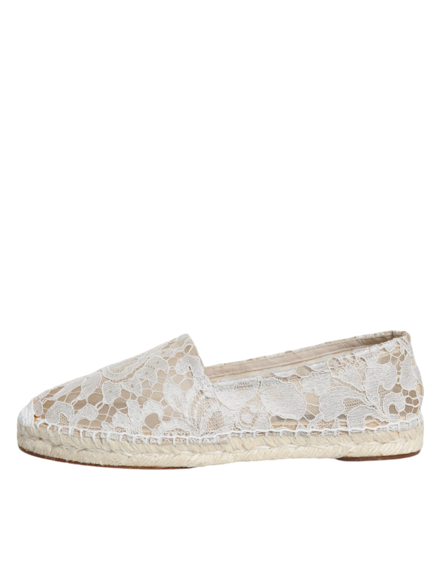 Dolce & Gabbana White Lace Viscose Espadrilles Flats Shoes EU37 / US7