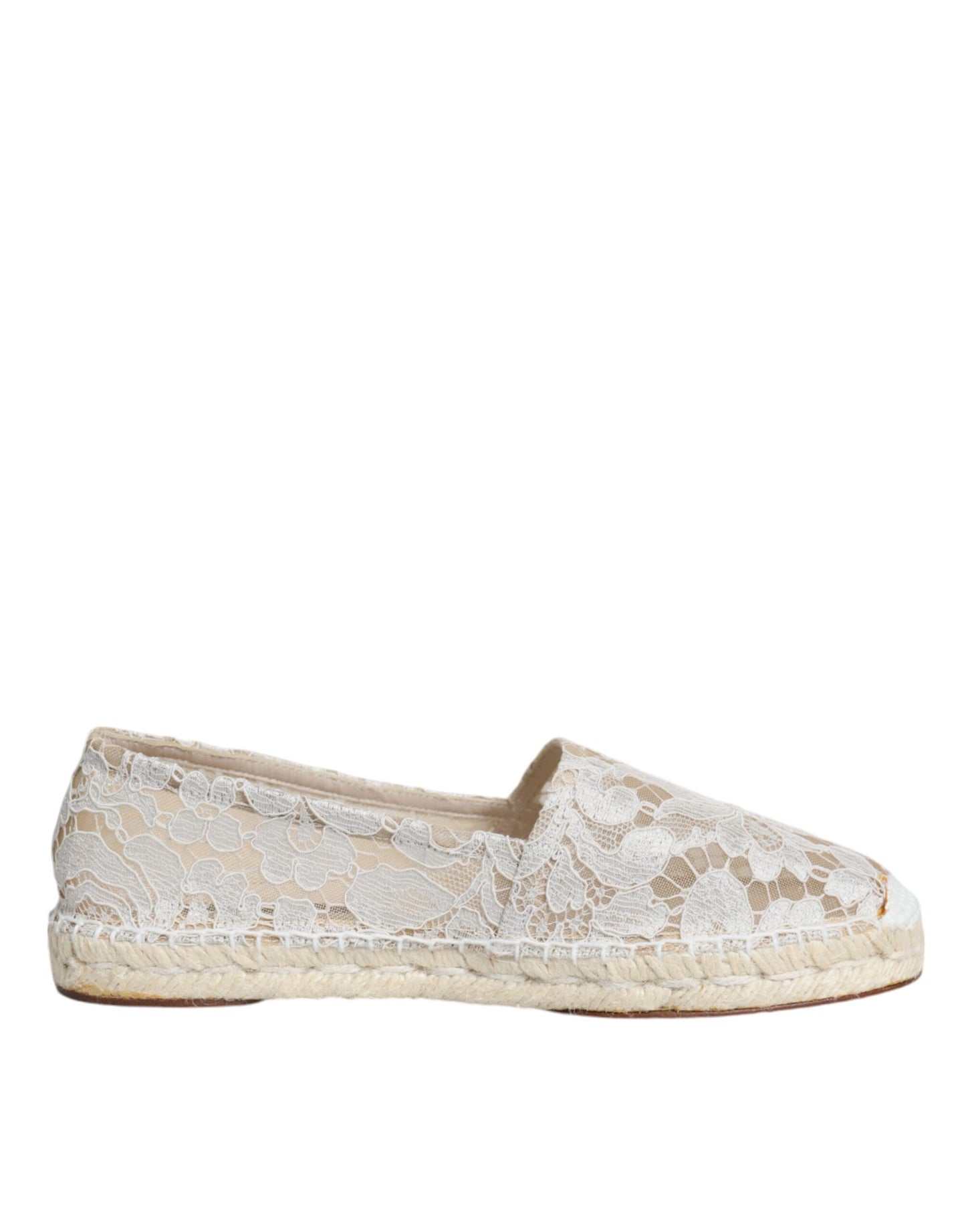 Dolce & Gabbana White Lace Viscose Espadrilles Flats Shoes EU37 / US7