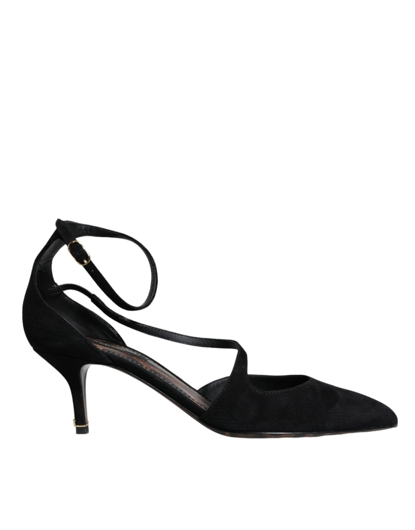 Dolce & Gabbana Black Suede Ankle Strap Heels Pumps Shoes EU37.5 / US7.5