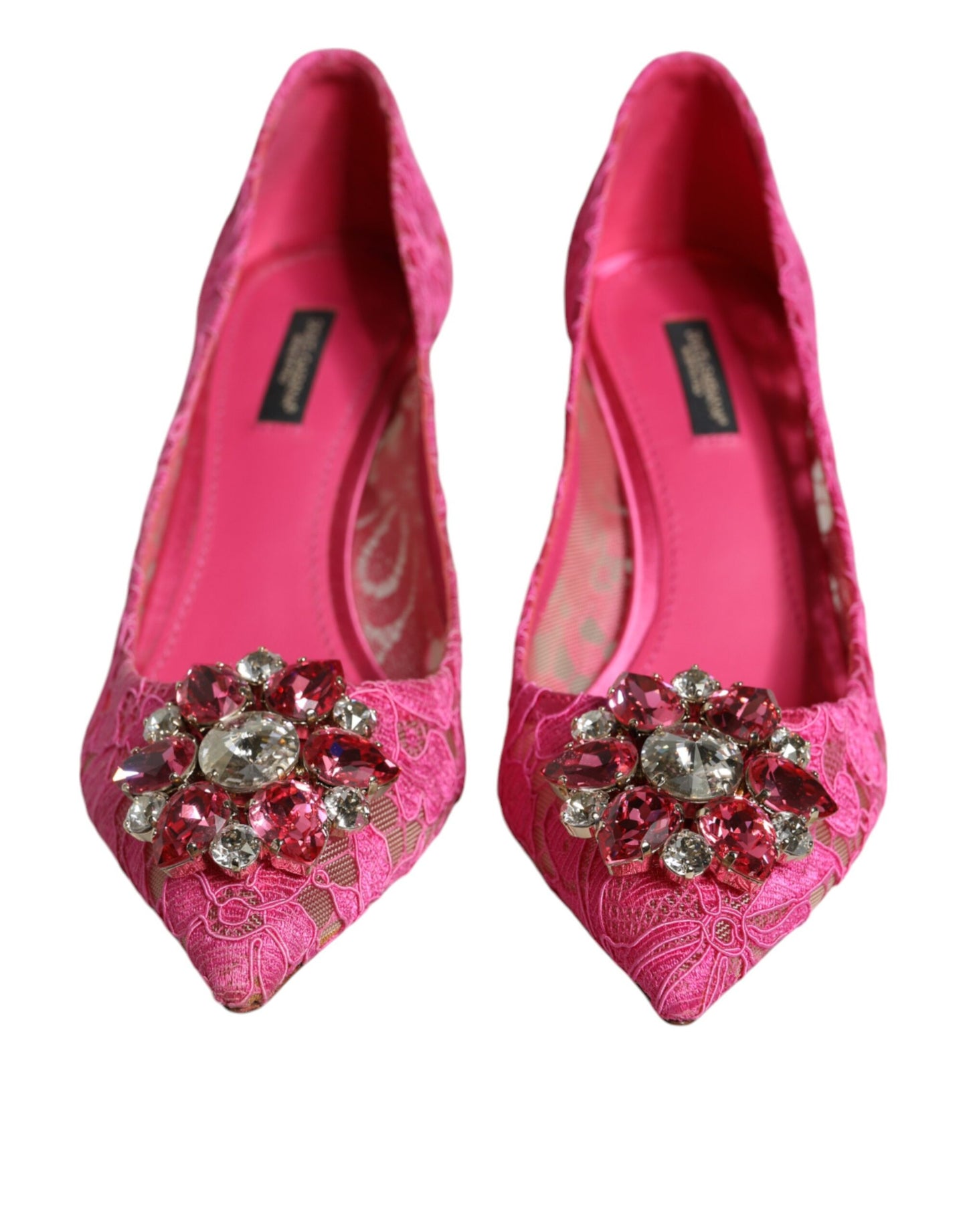 Dolce & Gabbana Pink Taormina Lace Crystal Heels Pumps Shoes EU38 / US8