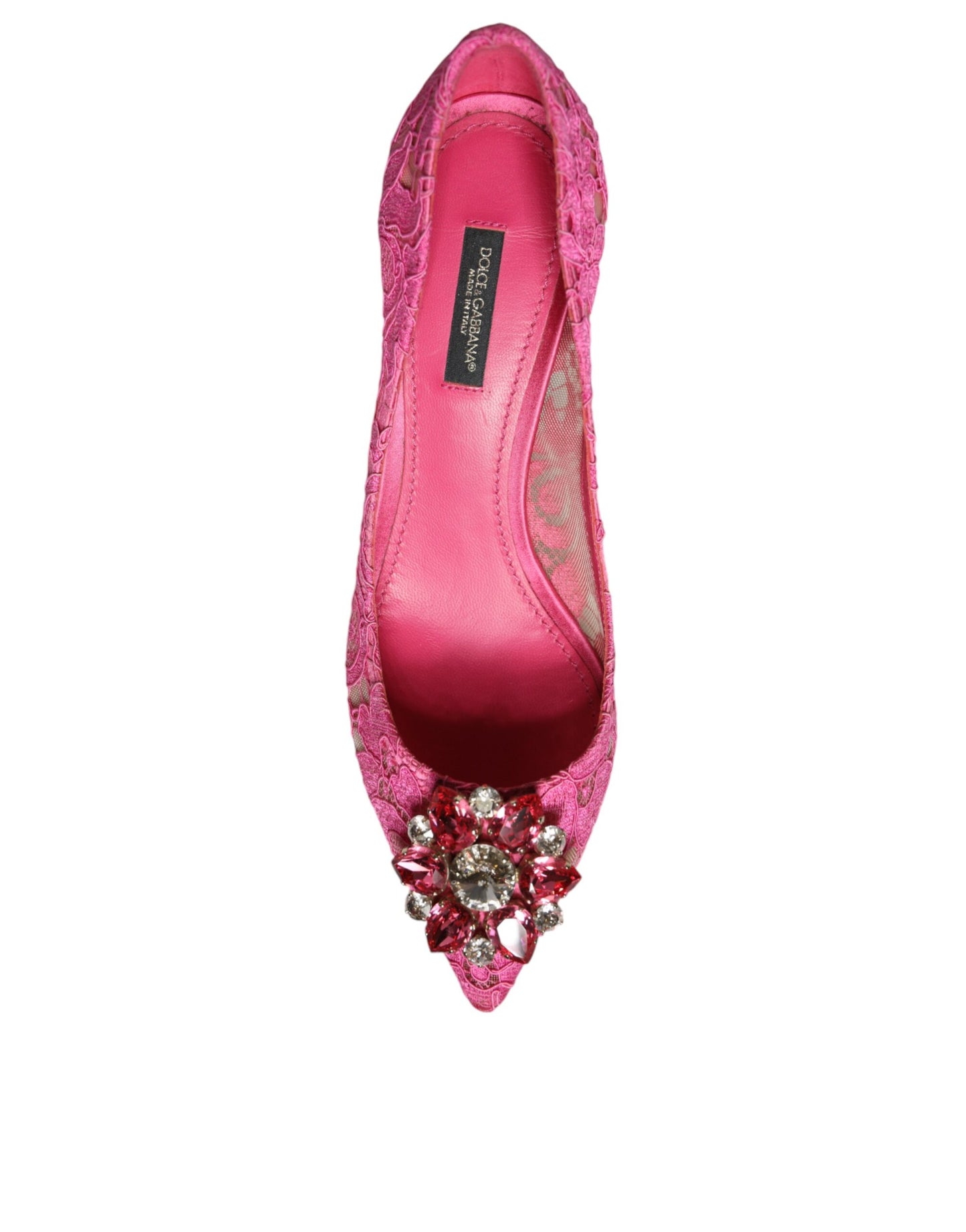 Dolce & Gabbana Pink Taormina Lace Crystal Heels Pumps Shoes EU38 / US8