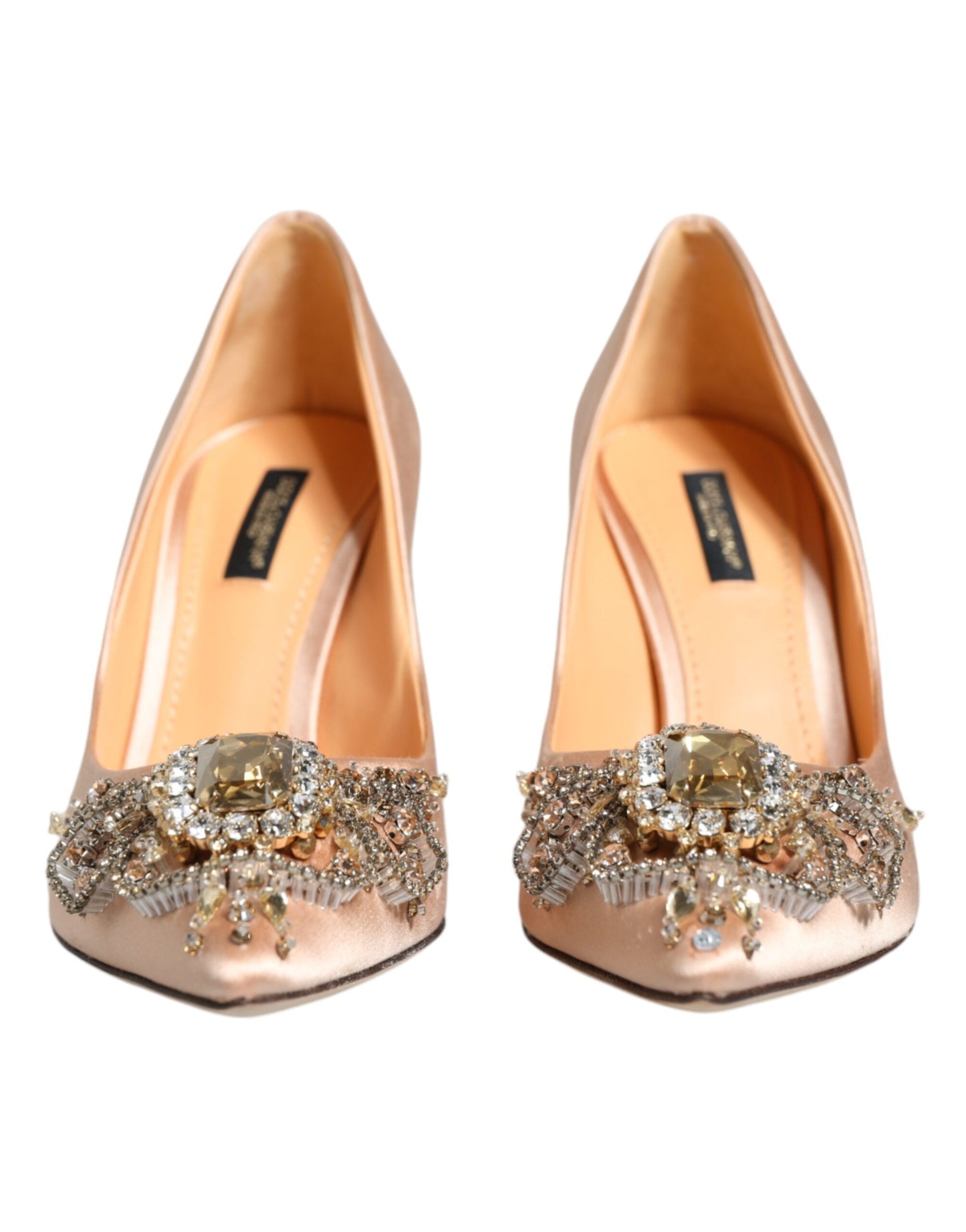 Dolce & Gabbana Beige Satin Crystal High Heels Pumps Shoes EU38 / US8