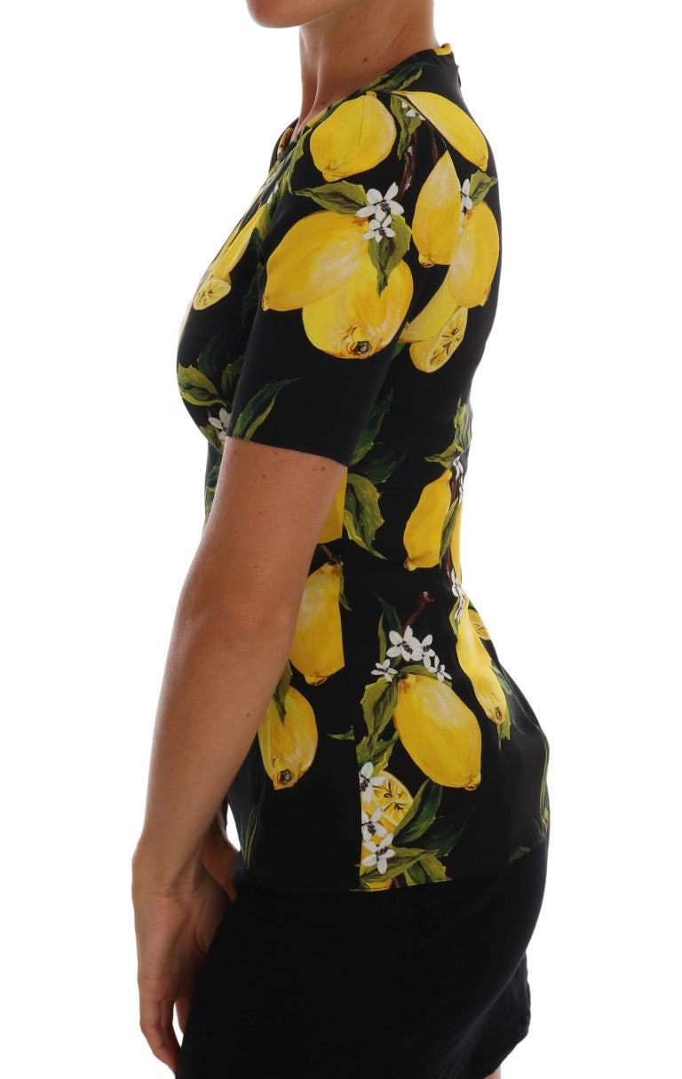 Dolce & Gabbana Sicilian Lemon Print Silk Blouse IT36 / XXS