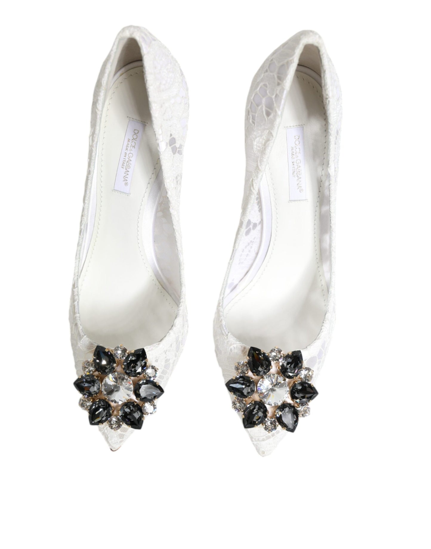 Dolce & Gabbana White Taormina Lace Crystal Heels Pumps Shoes EU36 / US6