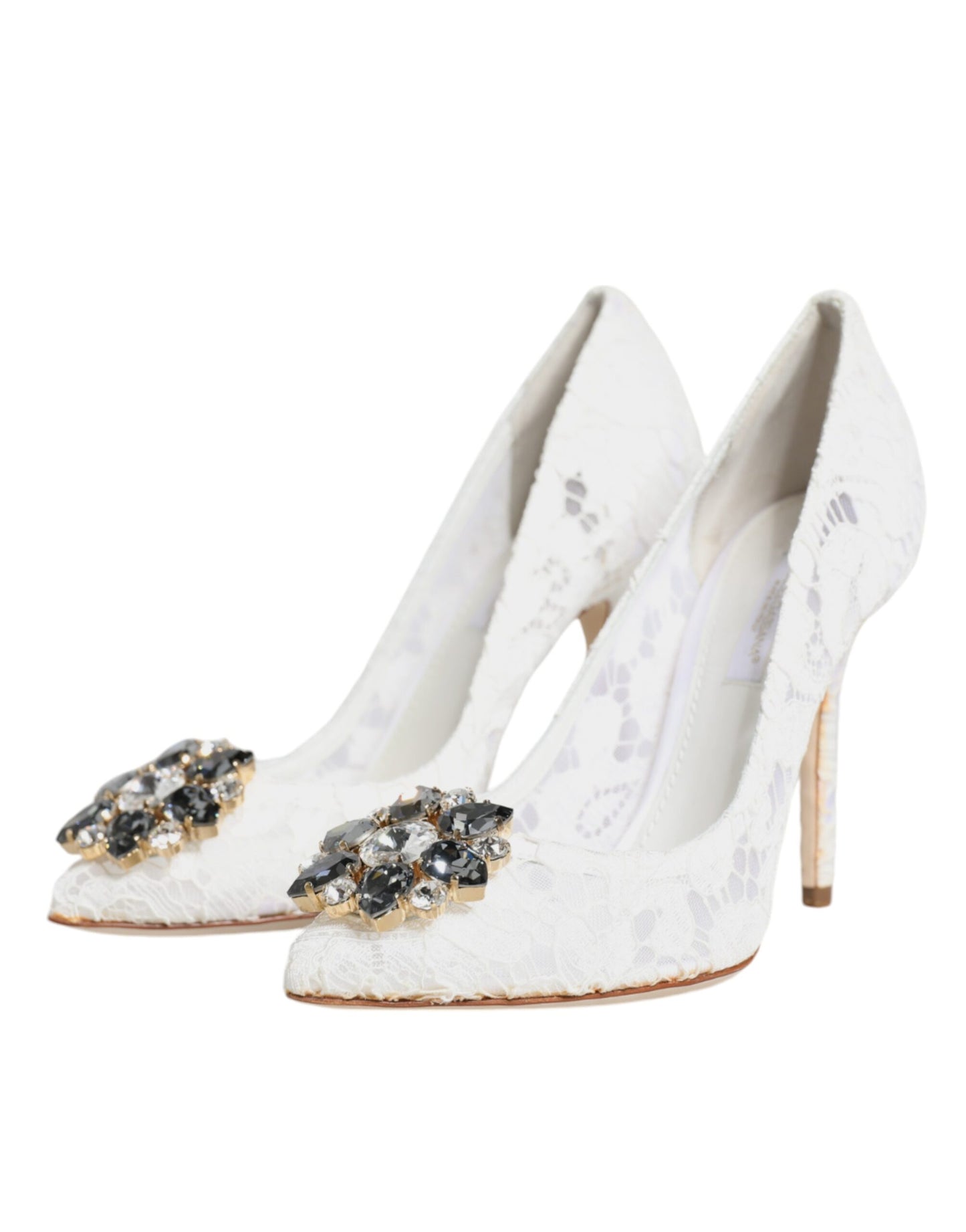 Dolce & Gabbana White Taormina Lace Crystal Heels Pumps Shoes EU36 / US6