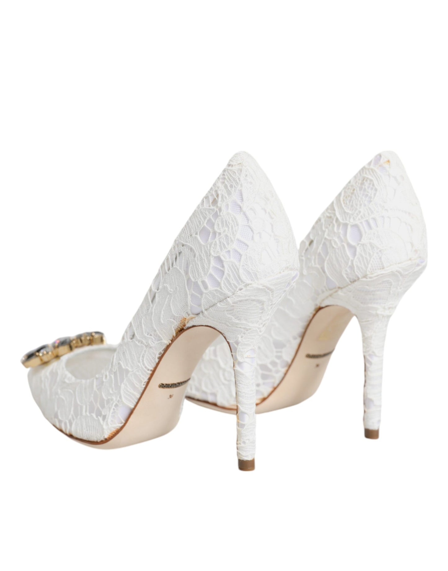 Dolce & Gabbana White Taormina Lace Crystal Heels Pumps Shoes EU36 / US6