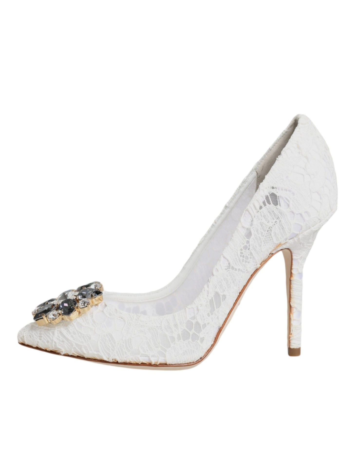 Dolce & Gabbana White Taormina Lace Crystal Heels Pumps Shoes EU36 / US6