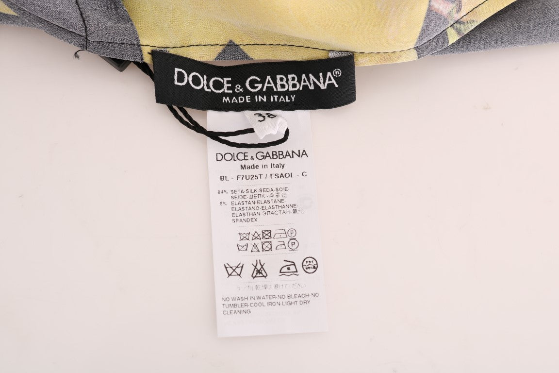 Dolce & Gabbana Sicilian Lemon Print Silk Blouse IT36 / XXS