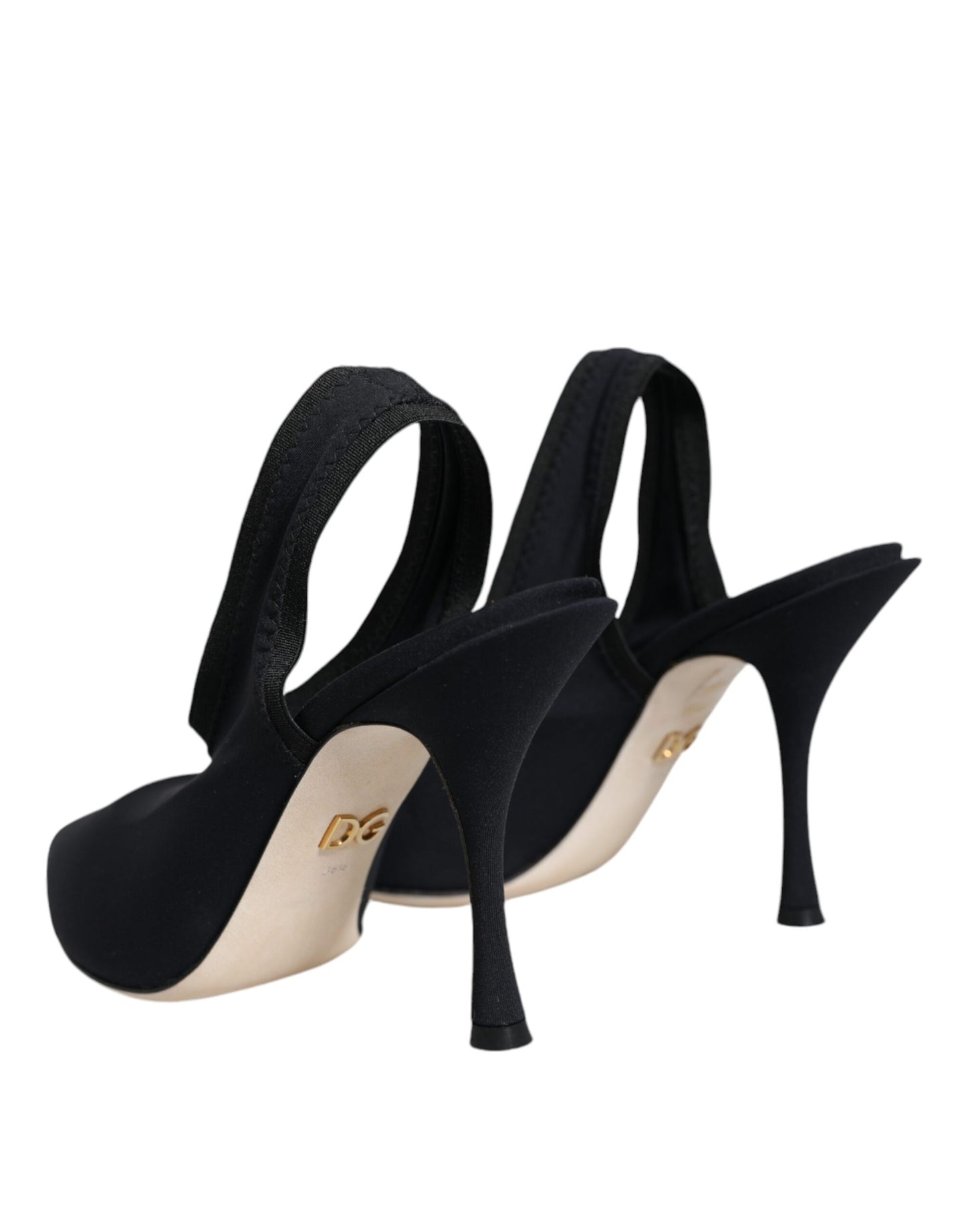 Dolce & Gabbana Black Jersey Stretch Heels Slingback Shoes EU36.5 / US6.5