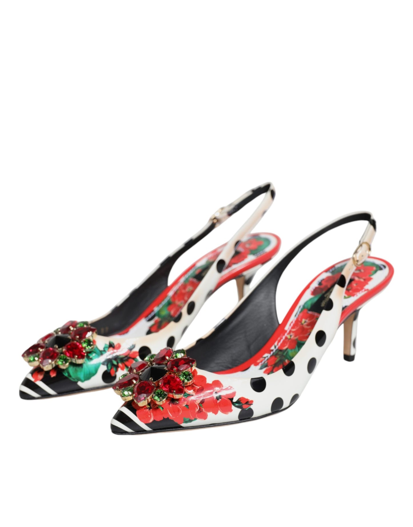 Dolce & Gabbana Multicolor Crystal Heels Slingback Shoes EU37 / US7