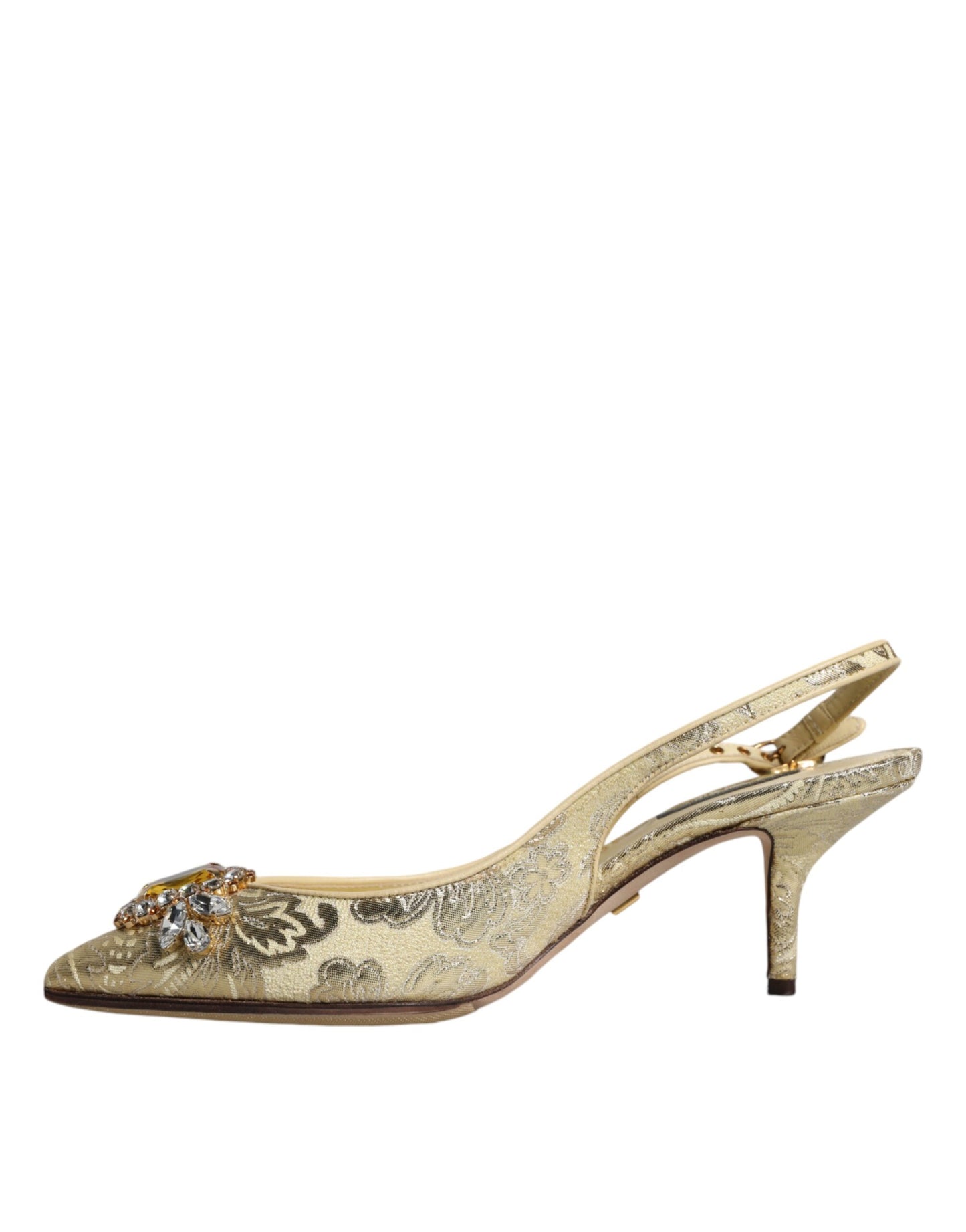 Dolce & Gabbana Gold Crystal Pumps Heels Slingbacks Shoes EU37 / US7