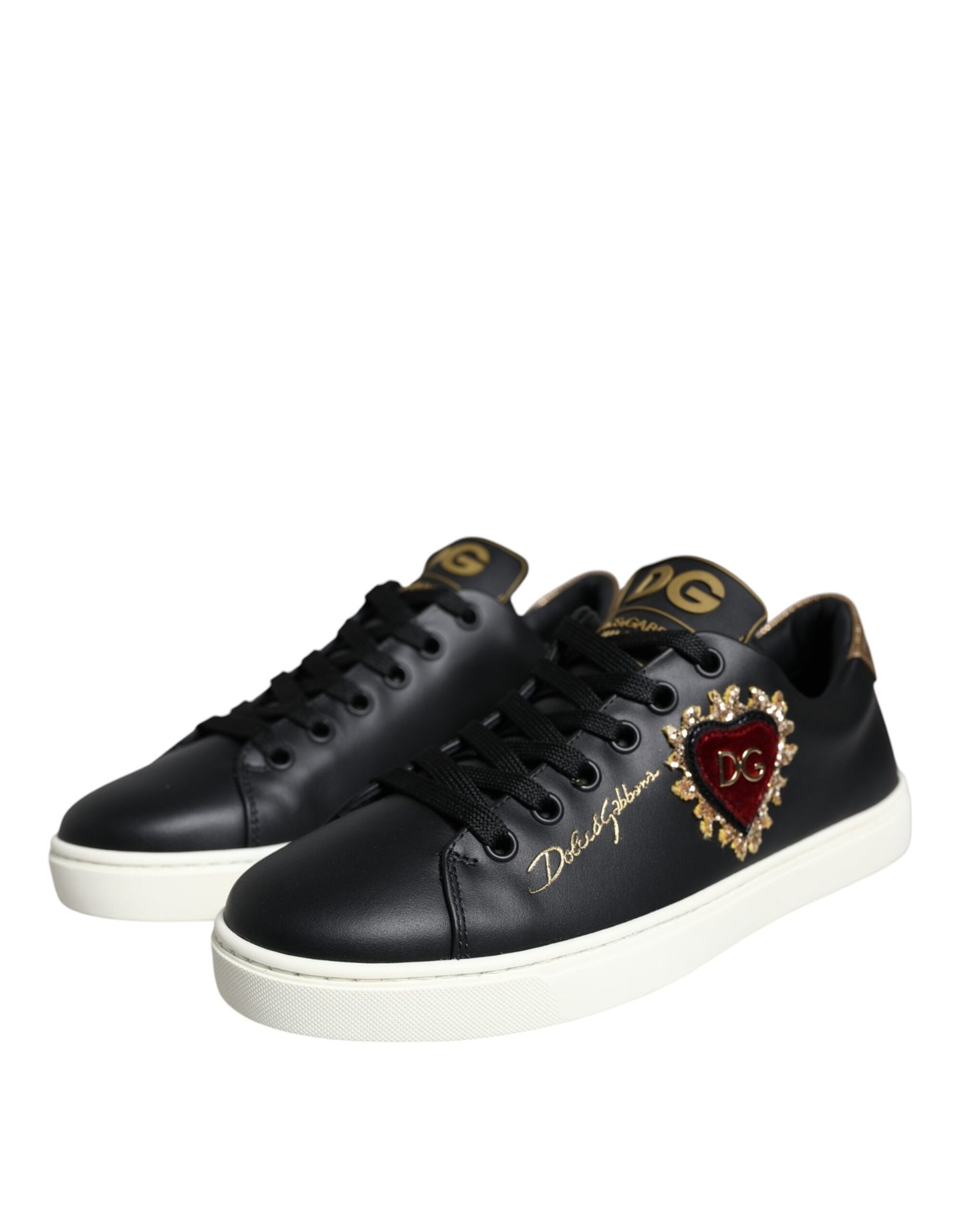 Dolce & Gabbana Black Portofino Sacred Heart Sneakers Shoes EU36 / US6